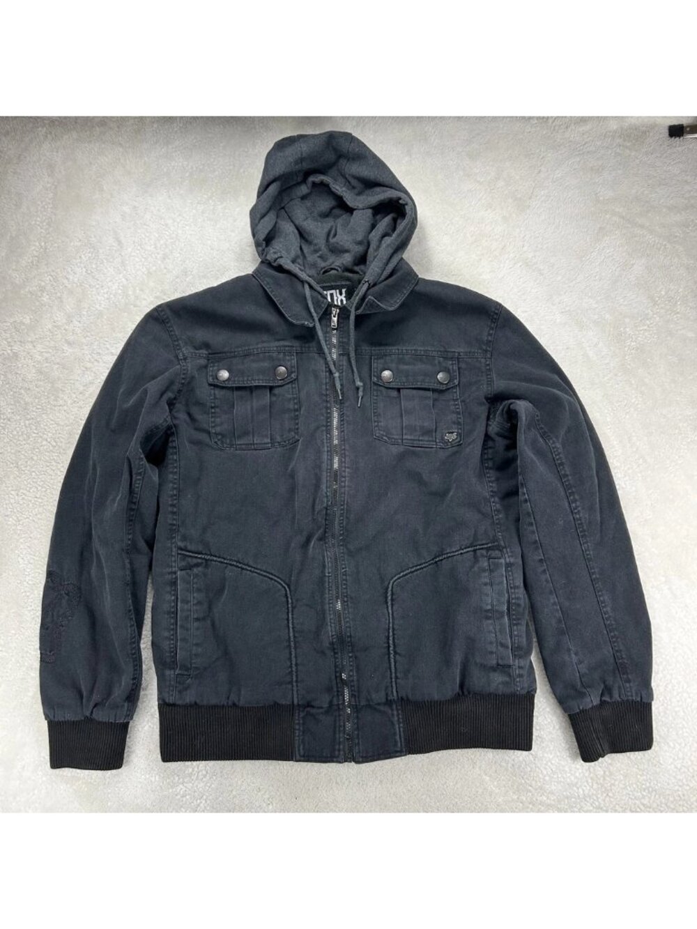 Fox Racing Utility Jacket Hoodie Casual Bomber XL Black Insulate Rugged “Read”